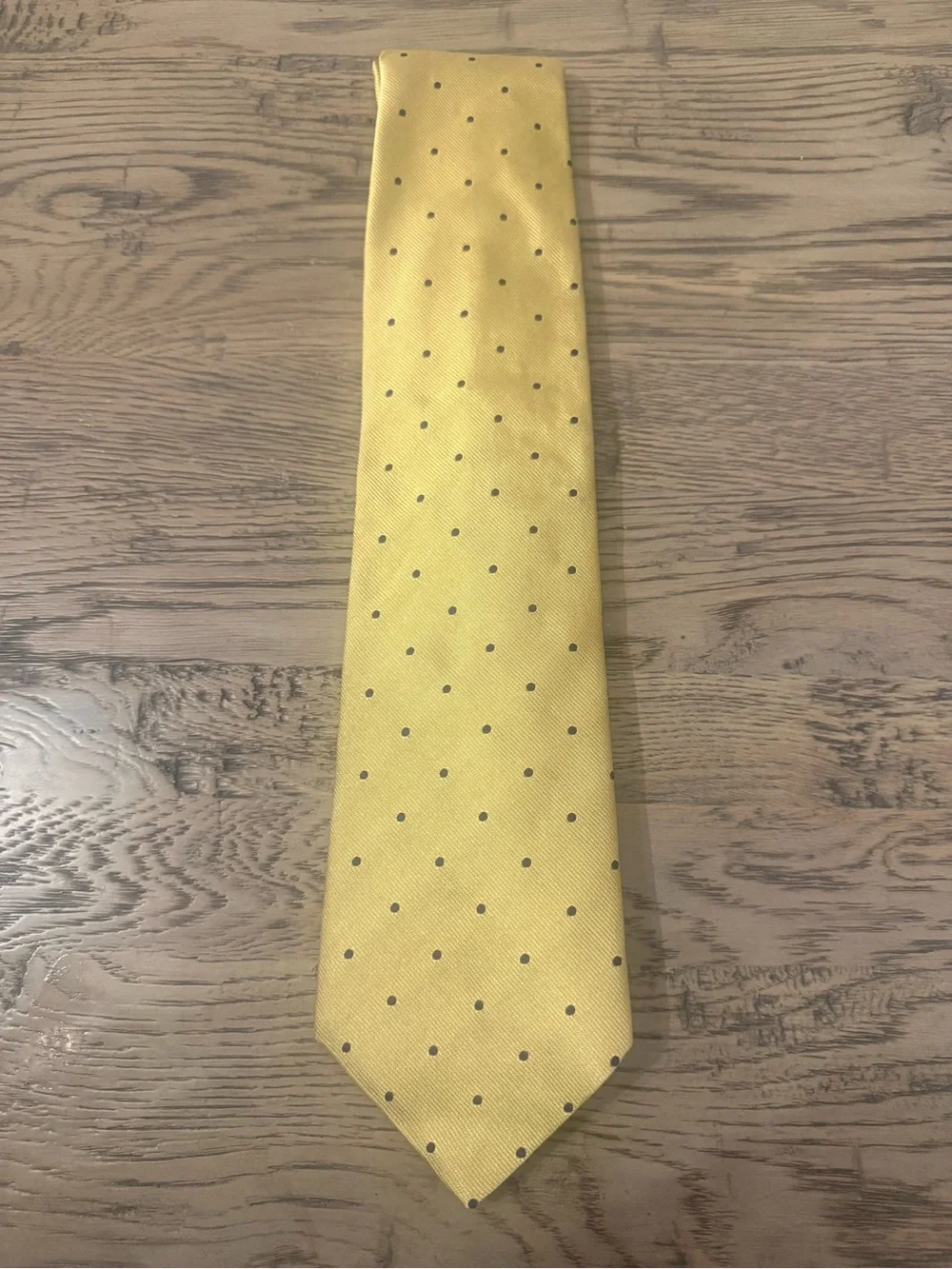 Brooks Brothers Gold Tie with Black Polka Dots